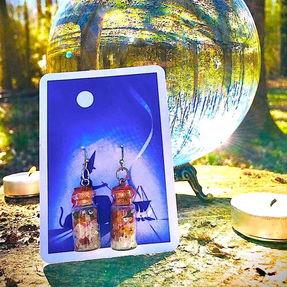 Handcrafted Self Love Spell Jar Earrings